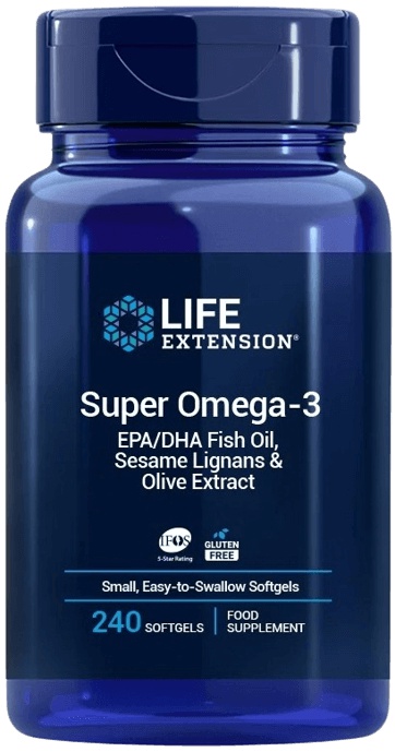 Levně Life Extension Super Omega-3 EPA/DHA Fish Oil, Sesame Lignans & Olive Extract 240 kapslí