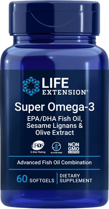 Levně Life Extension Super Omega-3 EPA/DHA Fish Oil, Sesame Lignans & Olive Extract 60 kapslí