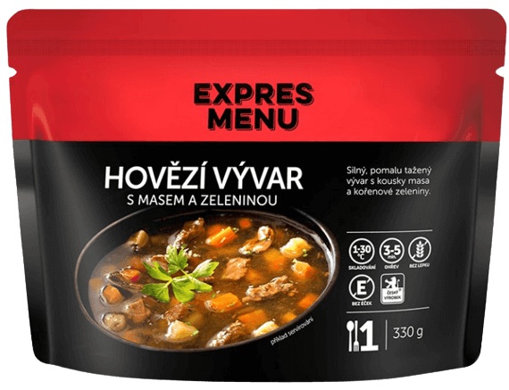Expres menu Jednoporcová polévka 330 g - Hovězí vývar s masem a zeleninou
