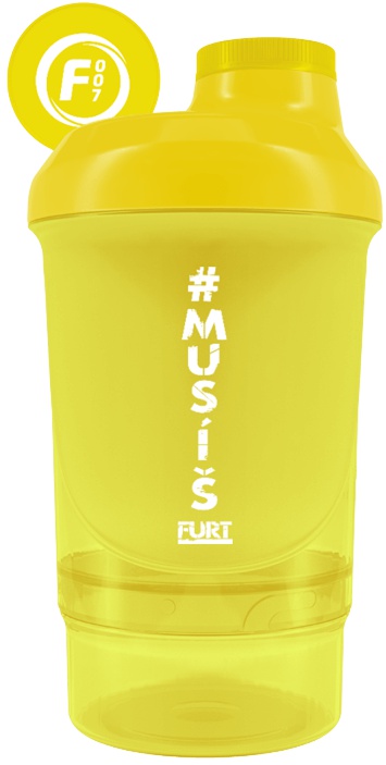 Fitness007 šejkr #musíšfurt 300 ml + 150 ml - zářivě žlutá
