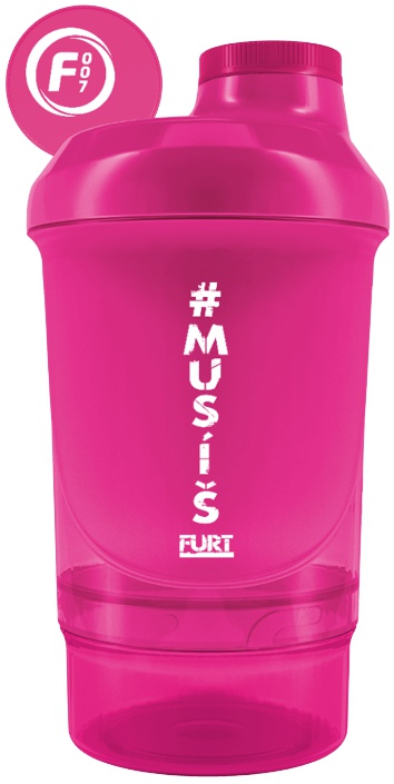 Fitness007 šejkr #musíšfurt 300 ml + 150 ml - růžová