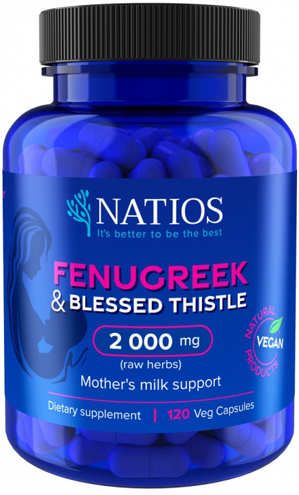 Levně NATIOS Fenugreek & Blessed Thistle Extract Pískavice 2000 mg 120 kapslí