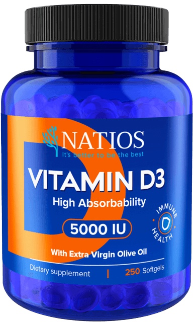 Levně NATIOS Vitamin D3 Vysoce vstřebatelný 5000 IU 250 kapslí