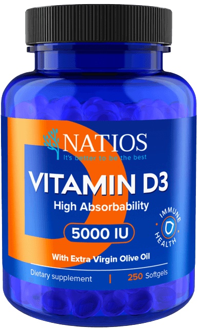 NATIOS Vitamin D3 Vysoce vstřebatelný 5000 IU 250 kapslí