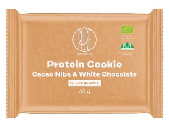 Levně BrainMax Pure Protein Cookie BIO 60 g - kakaové boby/bílá čokoláda