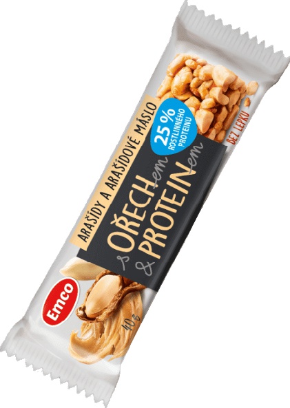 Levně Emco Tyčinka s ořechem a proteinem 40 g - arašídy/arašídové máslo