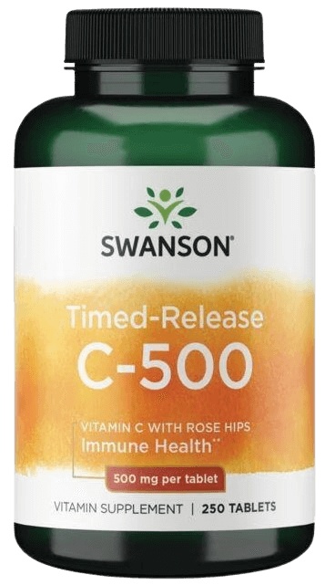 Levně Swanson Vitamin C with Rose Hips - Timed release 500 mg 250 tablet