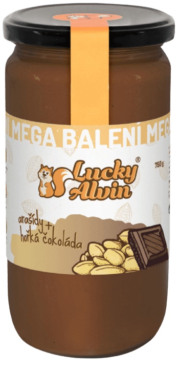 Levně Lucky Alvin Arašídový krém s čokoládou mega balení 750 g - hořká čokoláda