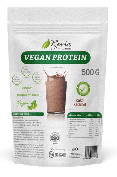 Levně Revix Vegan Protein 500 g - čoko-karamel VÝPRODEJ 15.3.2024