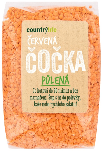 Country Life Čočka červená půlená loupaná 500 g