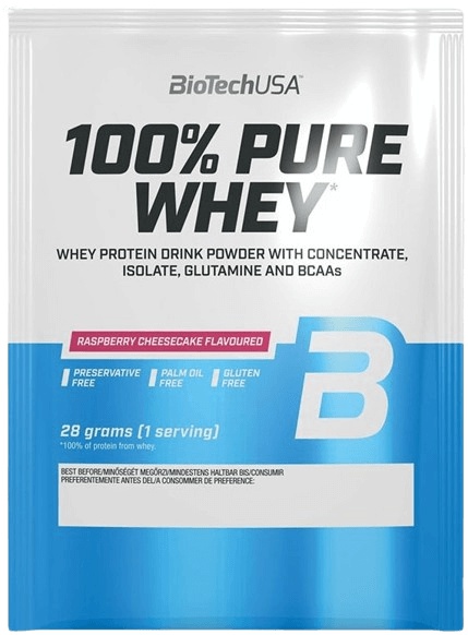 BioTech USA 100% Pure Whey Protein, TESTER, 28 g Příchuť: Jahoda