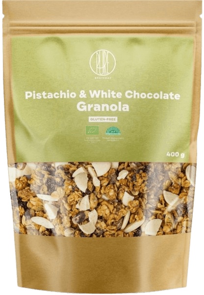 Brainmax Pure Granola 400 g - Pistácie a bílá čokoláda