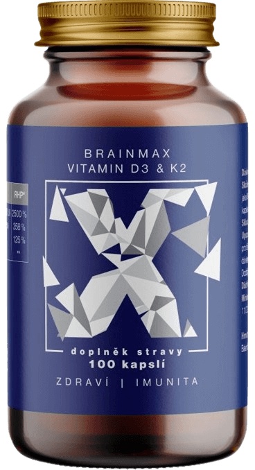 Levně BrainMax Vitamin D3 & K2, D3 5000 IU / K2 jako MK7 150 mcg 100 kapslí