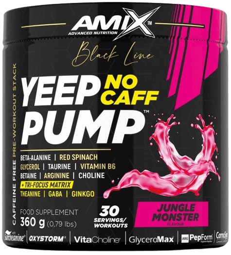 AMIX Black Line Yeep Pump No Caff - Bez kofeinu, 360 g Příchuť: Jungle Monster