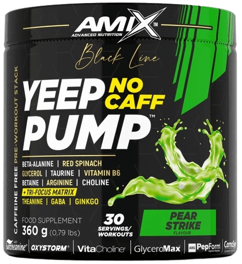 AMIX Black Line Yeep Pump No Caff - Bez kofeinu, 360 g Příchuť: Hruška