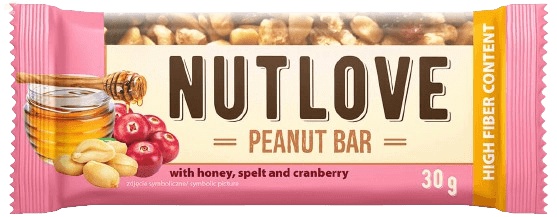 Levně All Nutrition AllNutrition Nutlove peanut bar 30 g - med/brusinka