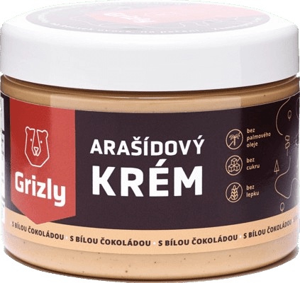 Levně GRIZLY Arašídový krém 500 g - bílá čokoláda