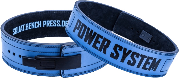 Levně POWER SYSTEM Fitness opasek s přezkou Full Power modrý - M