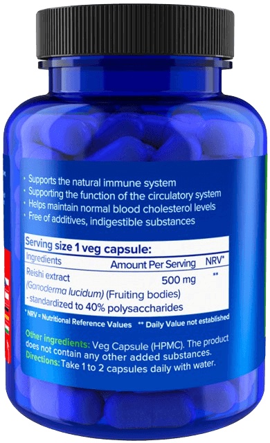 NATIOS Reishi Extract 500 mg 40% polysaccharides 90 veganských kapslí