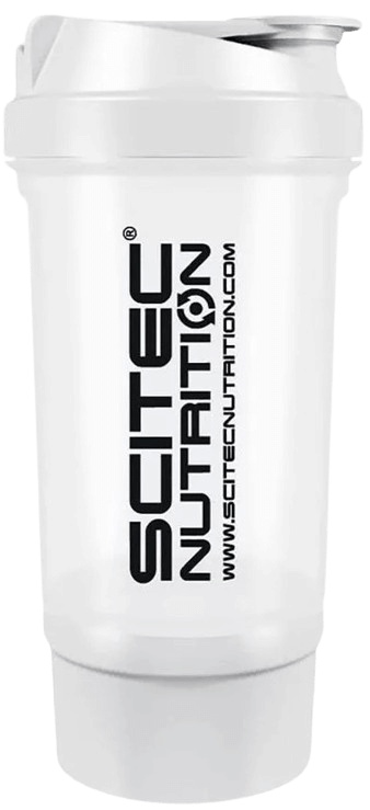 Scitec Šejkr Traveler 500 ml + zásobník - bílá