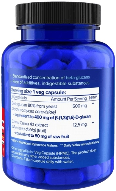 NATIOS Betaglucan Betaglukany s Camu Camu 500 mg 90 veganských kapslí