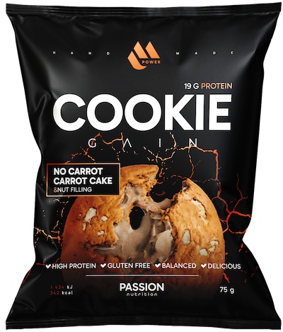 Passion Nutrition MPower Cookie Gain 75 g - Mrkvový dort/meruňková náplň