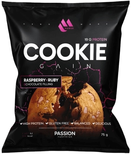 Passion Nutrition MPower Cookie Gain 75 g - Malina/ruby malinová náplň