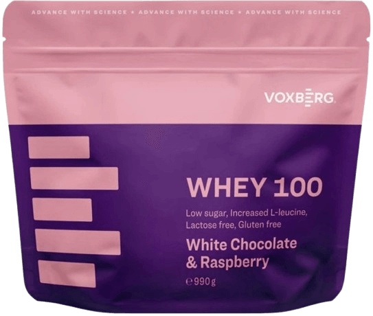 Voxberg Whey Protein 100 990 g - bílá čokoláda/malina