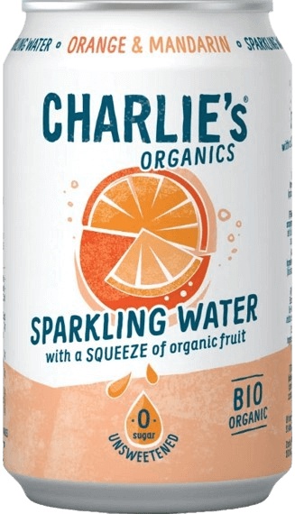 Charlie's Organics sycená pitná voda 330 ml - pomerančovo/ mandarinková šťáva