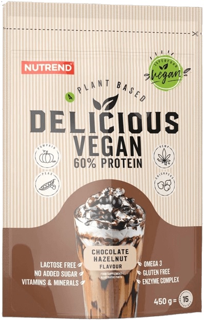 Nutrend Delicious Vegan Protein 450 g - Čokoláda/lískový ořech