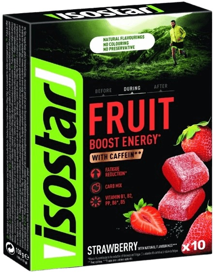 Isostar 10 x 10 G HIGH ENERGY FRUIT BOOST JAHODA Energy želé, , velikost 10 G