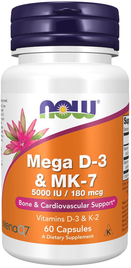 Now Foods Mega Vitamin D3 + K2 (MK-7) 60 kapslí