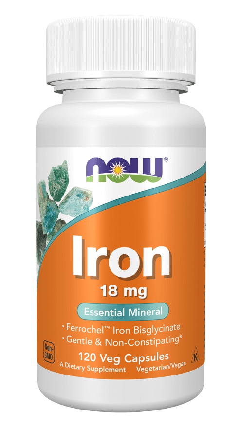 Now Foods Iron Ferrochel (železo chelát) 18 mg 120 kapslí