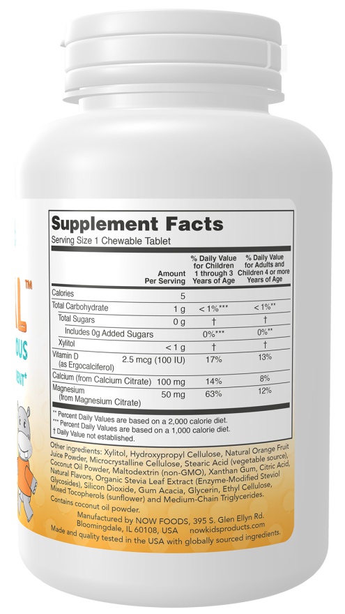Now Foods Kid Cal, Vápník, Hořčík a Vitamin D pro děti 100 bonbónů