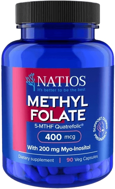Natios Methyl Folate Aktivní kyselina listová 400 mcg 90 veganských kapslí