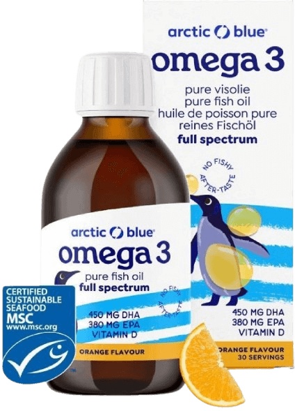 ARCTIC BLUE® Omega 3 (450mg DHA, 380mg EPA & Vitamin D 400IU) - 150 ml
