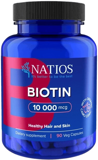 Natios Biotin 10 000 mcg Extra Strength 90 veganských kapslí
