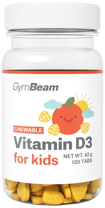 GymBeam Vitamín D3, tablety na cucání pro děti, 120 tab.