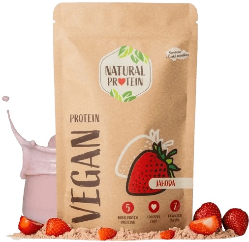 Natural Protein Veganský protein 350 g - jahoda