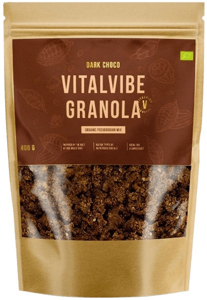 VitalVibe Granola BIO 250 g - tmavá čokoláda