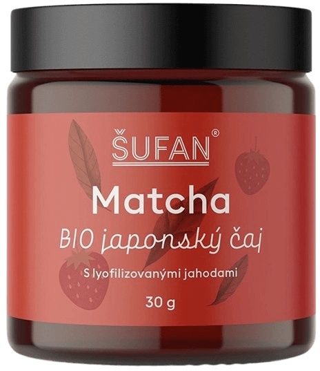 Šufan BIO Japonský čaj Matcha 30 g - s lyofilizovanými jahodami