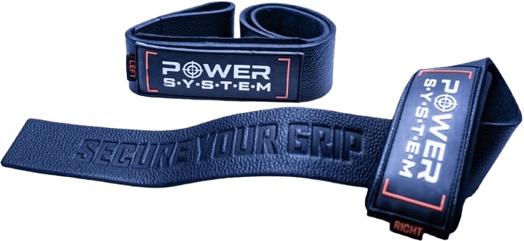 Power System Posilovací kožené trhačky Leather Lifting Straps - černá