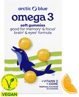 ARCTIC BLUE® Kids Vegan Omega 3 (250mg DHA & Vitamin D 200IU) 30 gummies