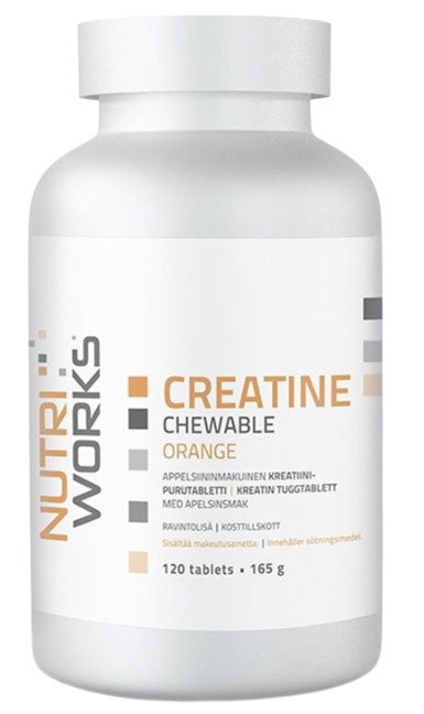 NutriWorks Creatine Chewable 120 žvýkacích tablet - pomeranč