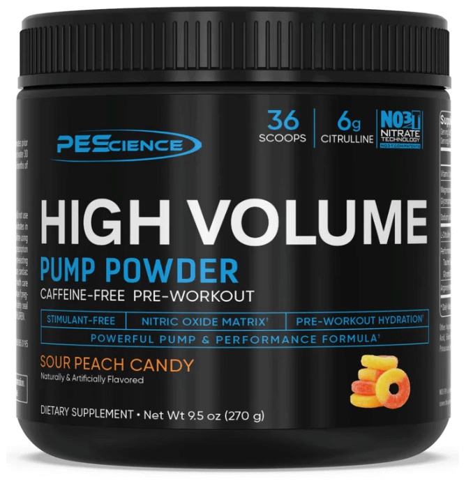 PEScience High Volume Stim-Free Pre-Workout - Sour peach candy