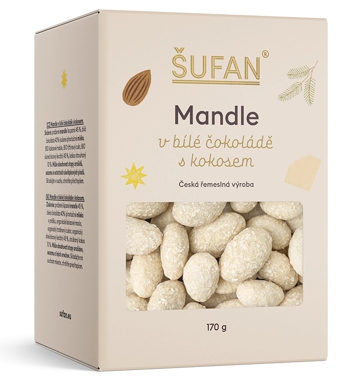 Mandle v bílé čokoládě s kokosem 170 g
