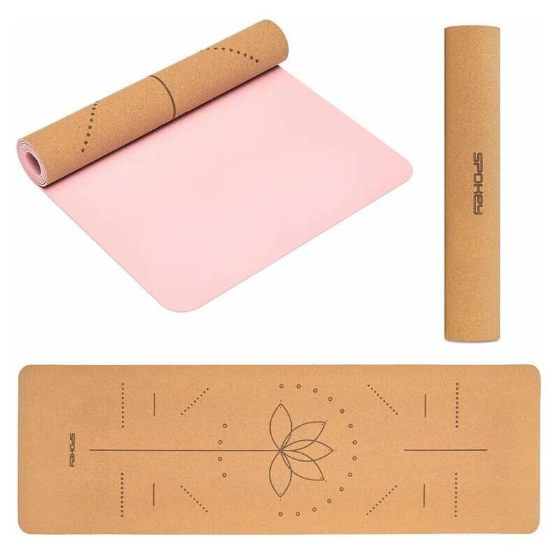Spokey SAVASANA Korková jóga podložka 4 mm lotos - růžová