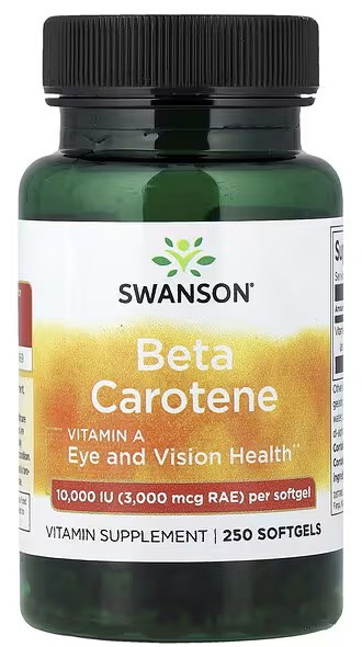 Swanson Beta karoten vitamín A 10 000 iu 250 kapslí