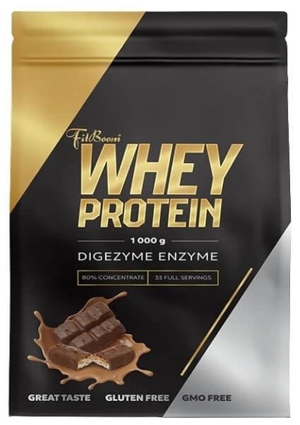 FitBoom Whey Protein 80 % 1000 g - čokoláda/kit kat