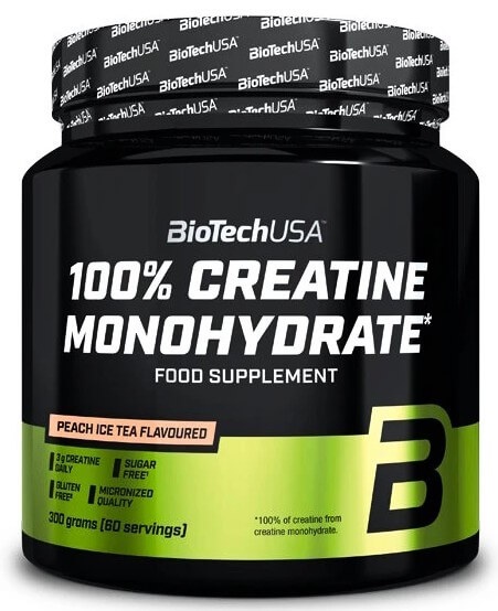 BioTechUSA 100% Creatine Monohydrate 300 g - peach ice tea
